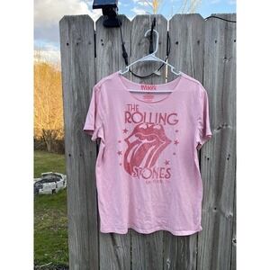 Rolling Stones US Tour 78 Graphic T-Shirt Pink Womens Medium Rock Band Tee